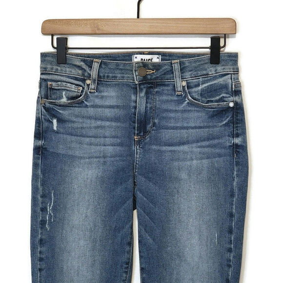 PAIGE Verdugo Ankle Distressed Raw Hem High Rise Crop Denim Skinny Jean Size 26 - Picture 3 of 15